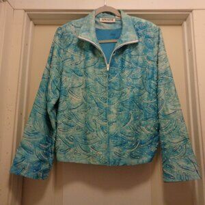 PRETTY COQUETTE GIRL SILK ANAGE BLUE JACKET W WHITE BEADS L